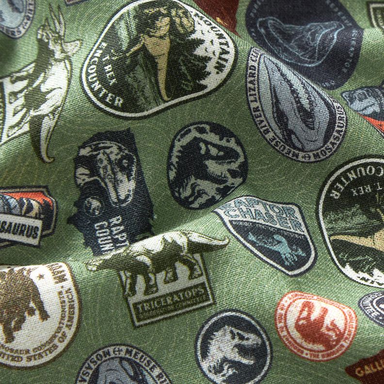 Bomuldspoplin Jurassic Park Patches Licensstof | Universal Studios – pinje,  image number 2