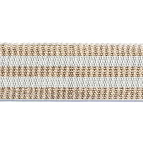 Stribet elastikbånd [40 mm] – lysegrå/guld, 