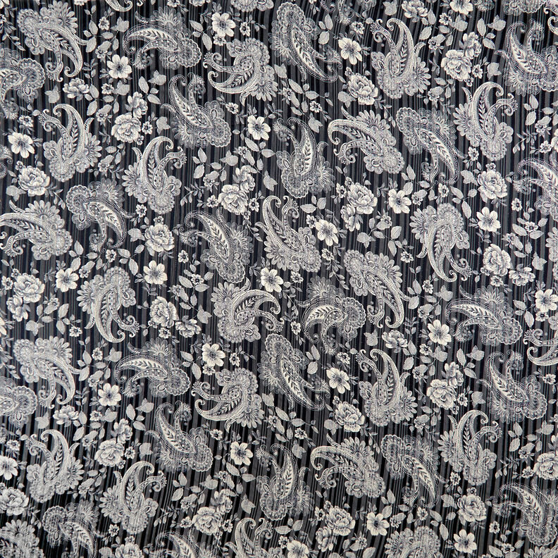 Chiffon satin-striber paisley – marineblå,  image number 1