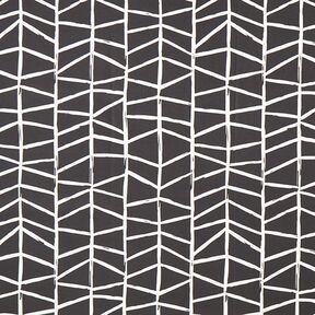 Dekorationsstof Halvpanama abstrakte linjer – elfenben/sort, 