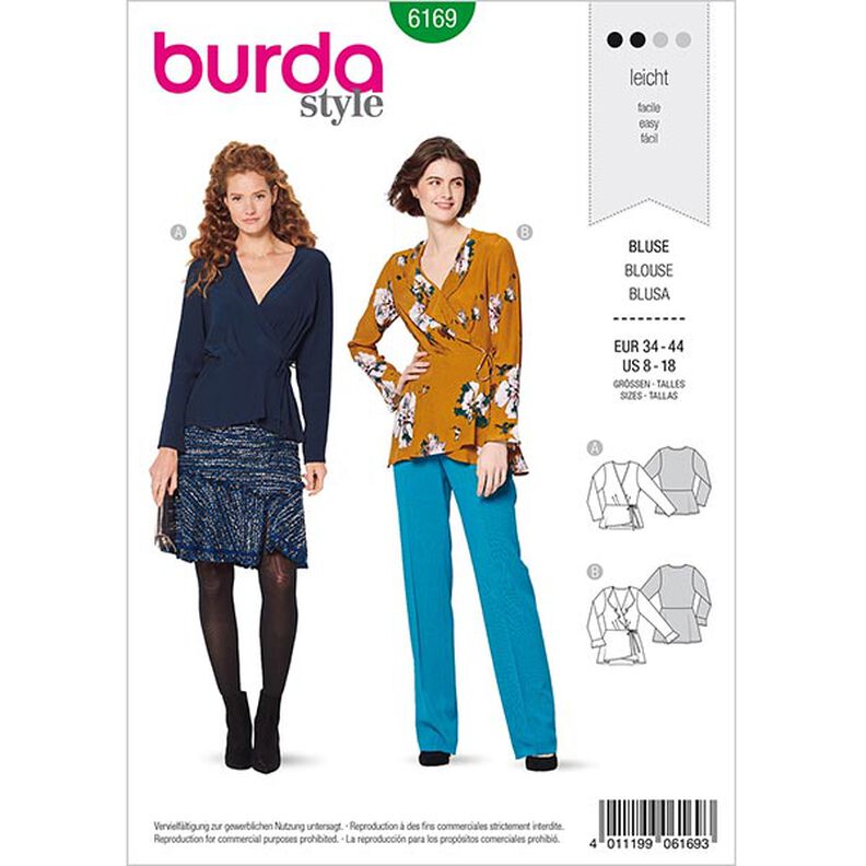 Slå-om-bluse, Burda 6169 | 34-44,  image number 1