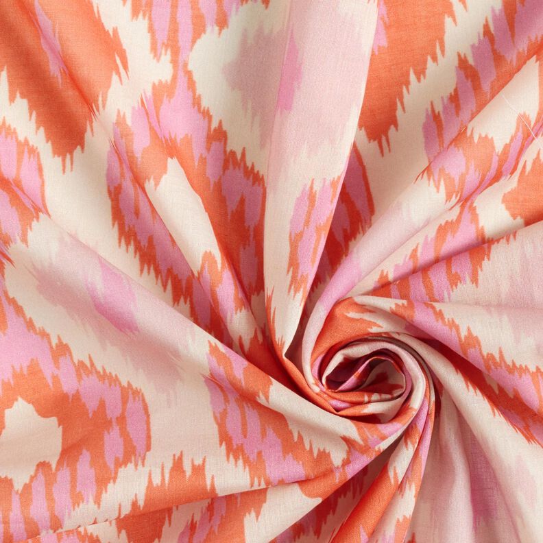 Bomuldsvoile ikat-look – beige/orange,  image number 3