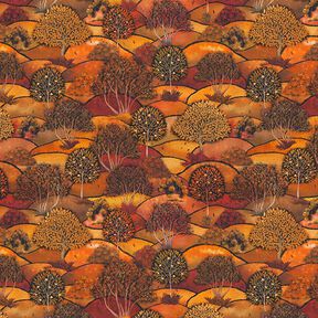 Dekorationsstof Halvpanama digitaltryk landskab efterår – bronzefarvet/orange, 