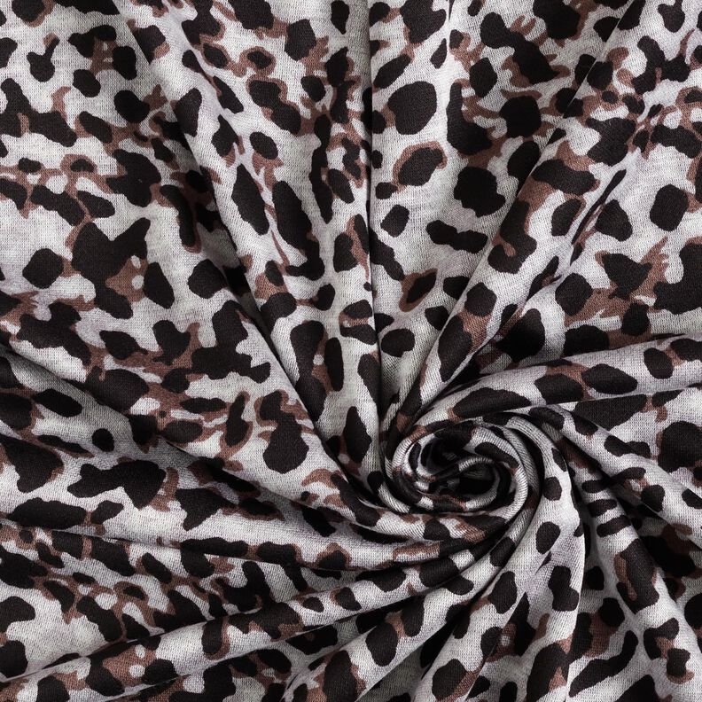 Viskosejersey lille leopardprint – chokolade/sølvgrå,  image number 3