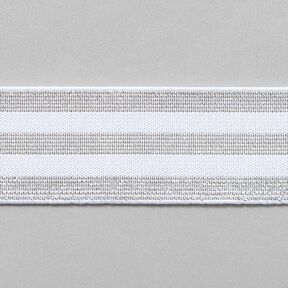 Stribet elastikbånd [40 mm] – hvid/sølv, 