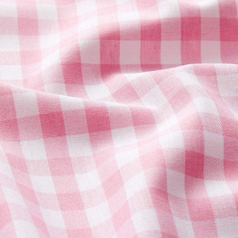 Bomuldsstof Vichy tern 1 cm – rosa/hvid,  image number 2