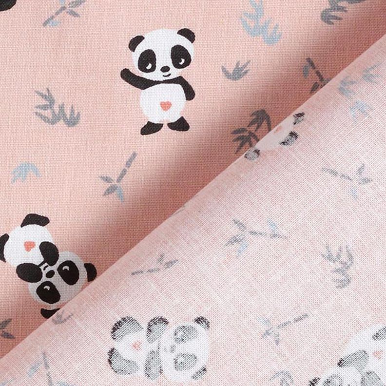 Bomuldsstof Cretonne nuttede panda – rosa,  image number 4