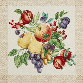 Dekorativt panelstof Gobelin farverige frugter – lysebeige/karminrød, 