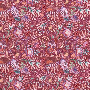 French Terry Sommersweat paisley-blomster Digitaltryk – bourgogne-farvet, 
