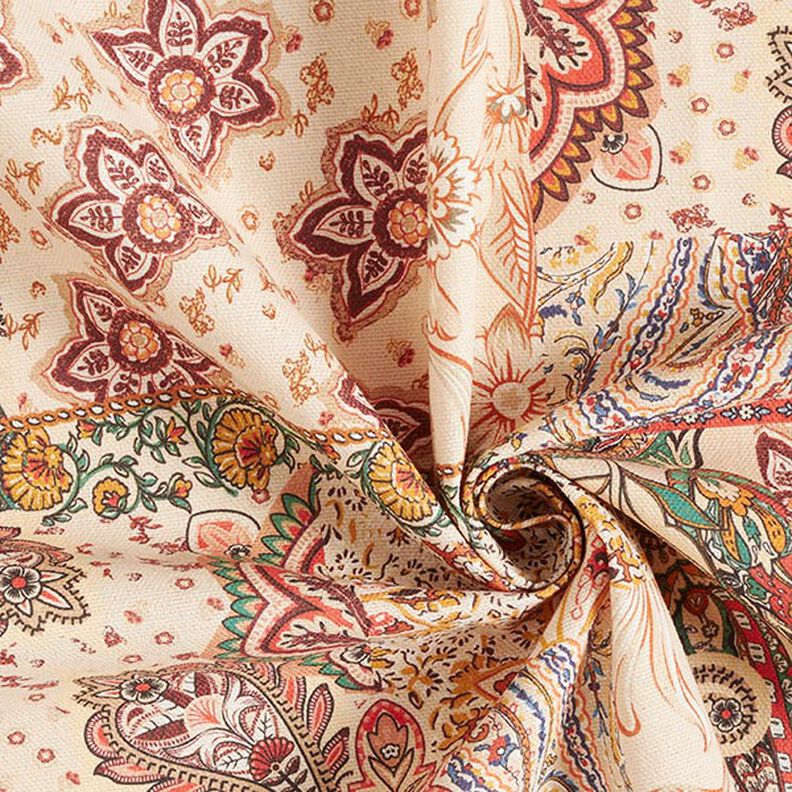 Dekorationsstof Halvpanama retro-paisley – beige,  image number 3