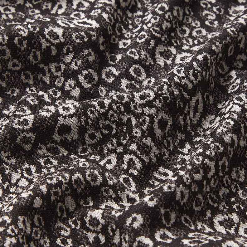 strikjacquard med abstrakt leopardmønster – sort/tågegrå,  image number 2