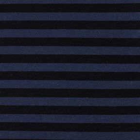 Jersey viskose-silke-miks striber – marineblå/sort, 