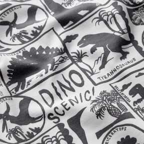 Bomuldsjersey Dino-Patches – hvid/antracit, 