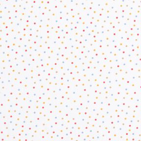 Dekorationsstof Bomuldssatin farverige små prikker – hvid, 