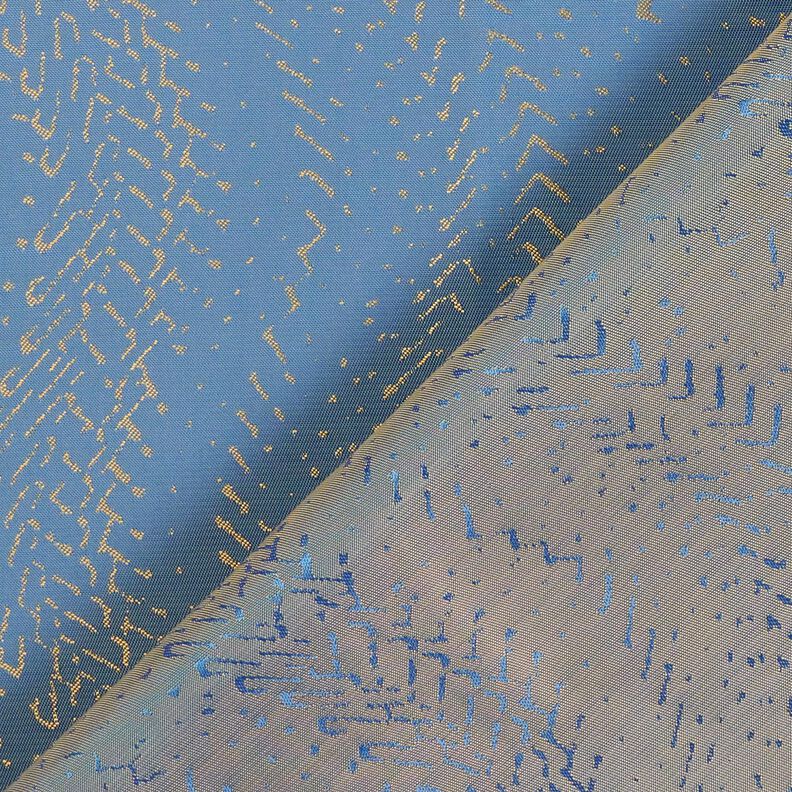 Forstof Jacquard skælmønster – blå/guld,  image number 4