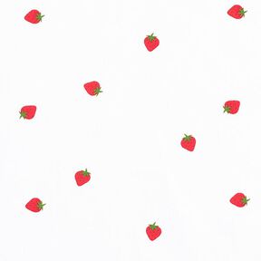 Bomuldspoplin jordbær – hvid, 