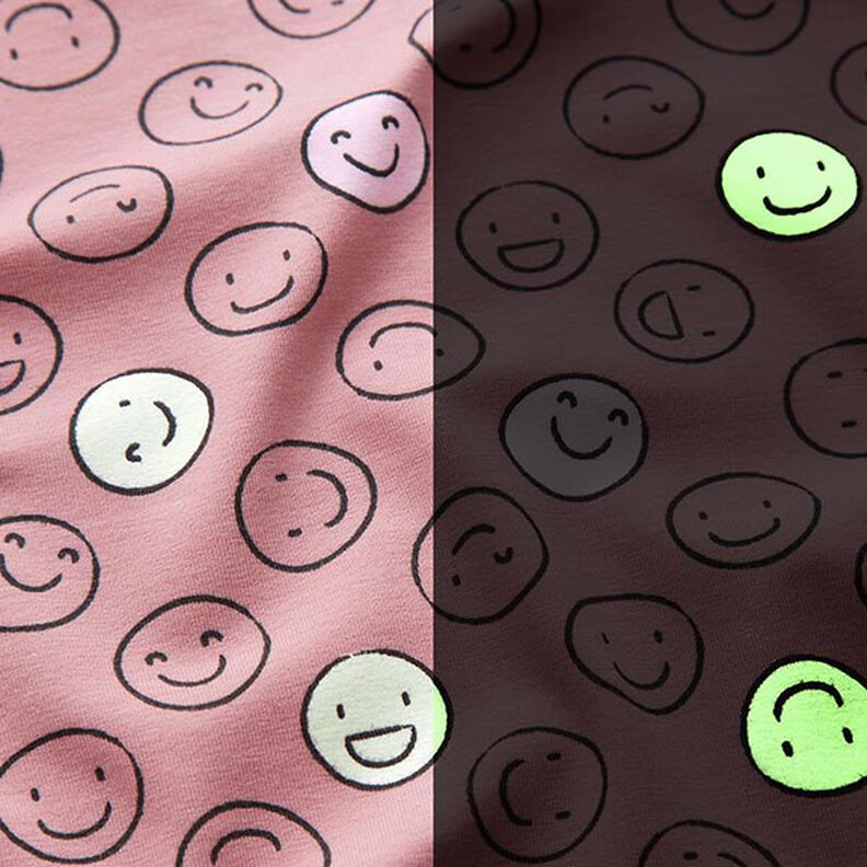 Bomuldsjersey glow-in-the-dark Smiley – gammelrosa,  image number 3