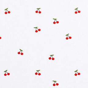 Bomuldspoplin kirsebær – hvid, 