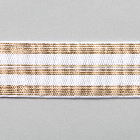 Stribet elastikbånd [40 mm] – hvid/guld, 