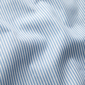 Skjortestof stretch smalle striber – hvid/lyseblå | Reststykke 70cm, 