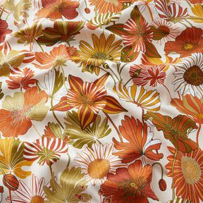 Dekorationsstof Panama farverige blomster – creme/terracotta, 
