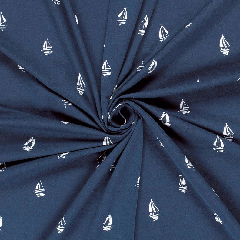 Bomuldsjersey tegnede sejlbåde – marineblå,  image number 3