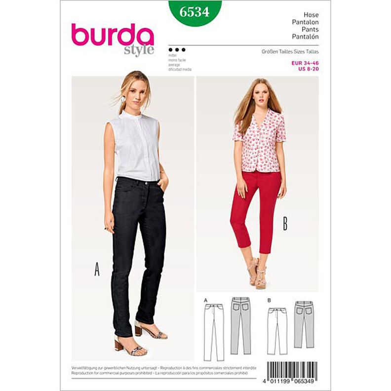 Bukser / Jeans / 3/4 Hose, Burda 6534,  image number 1