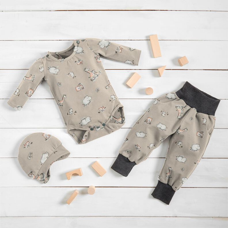 Bomuldsjersey Babydyr – lys taupe,  image number 6