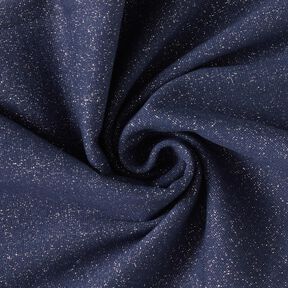 Glitter-linning, slangevare stof med lurex – marineblå/sølv metallic, 
