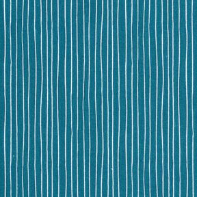 Bomuldsstof Cretonne sarte linjer – blå/hvid, 