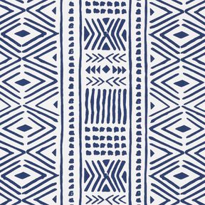 Dekorationsstof kanvas Ethno – marineblå/hvid, 
