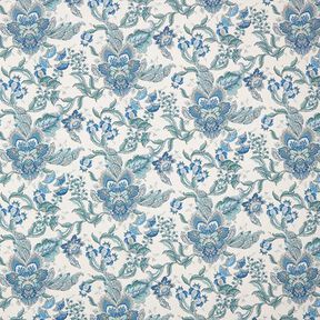 Dekorationsstof kanvas orientalske blomsterornamenter 280 cm – hvid/blå, 