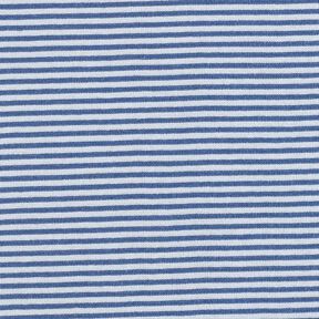 Ribvævet, rørformet stof smalle cirkler – jeansblå/lyseblå, 