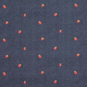 Bomuldsjersey jeans-look jordbær Digitaltryk – blågrå/ildrød, 
