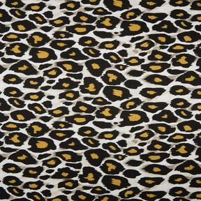 Viskosejersey store leopardpletter – lysegrå/karrygul, 