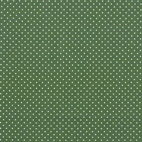 Bomuldspoplin små prikker – mørkegrøn/hvid, 