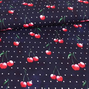 Bomuldsjersey Kirsebær med prikker | Glitzerpüppi – marineblå, 