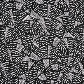 Badetøjsstof abstrakt grafisk mønster – sort/hvid, 