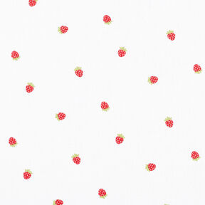 Bomuldspoplin søde jordbær – hvid, 