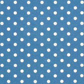 Bomuldspoplin store prikker – jeansblå/hvid, 