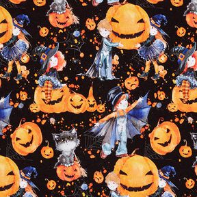Bomuldsjersey Halloween Digitaltryk – sort, 