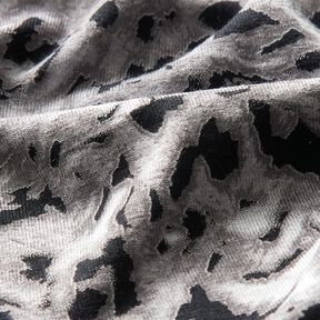 Viskosejersey abstrakt leoprint – sølvgrå/sort, 