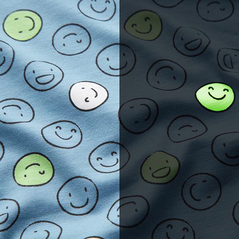 Bomuldsjersey glow-in-the-dark Smiley – jeansblå,  image number 3