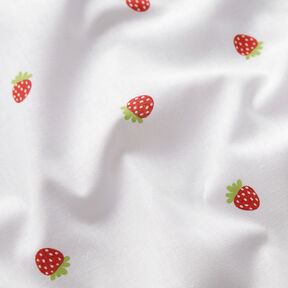 Bomuldspoplin søde jordbær – hvid, 