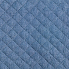 Quiltet stof chambray ensfarvet – jeansblå, 