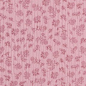 Musselin/Dobbelt-Crincle stof små blomsterranker – rosa, 