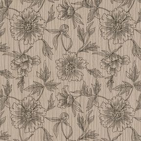 Musselin/Dobbelt-Crincle stof store blomster – lys taupe/sort, 